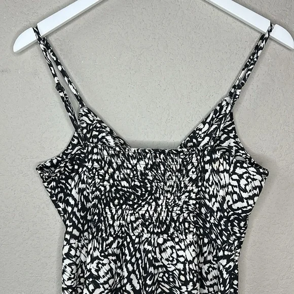 H&M Black and White Twist Front Abstract Print Spaghetti Strap Midi Dress Size M - Picture 5 of 12